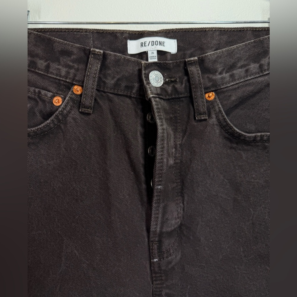 NWOT Re/Done Women’s 70s High Rise Skinny Boot Size 26 in Cocoa - Picture 5 of 10